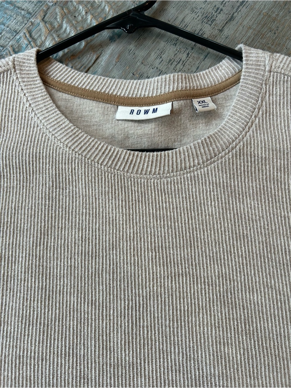 Casual Crewneck Ribbed Soft Long Sleeve Knit Shirt - Tan XXL - Picture 9 of 9